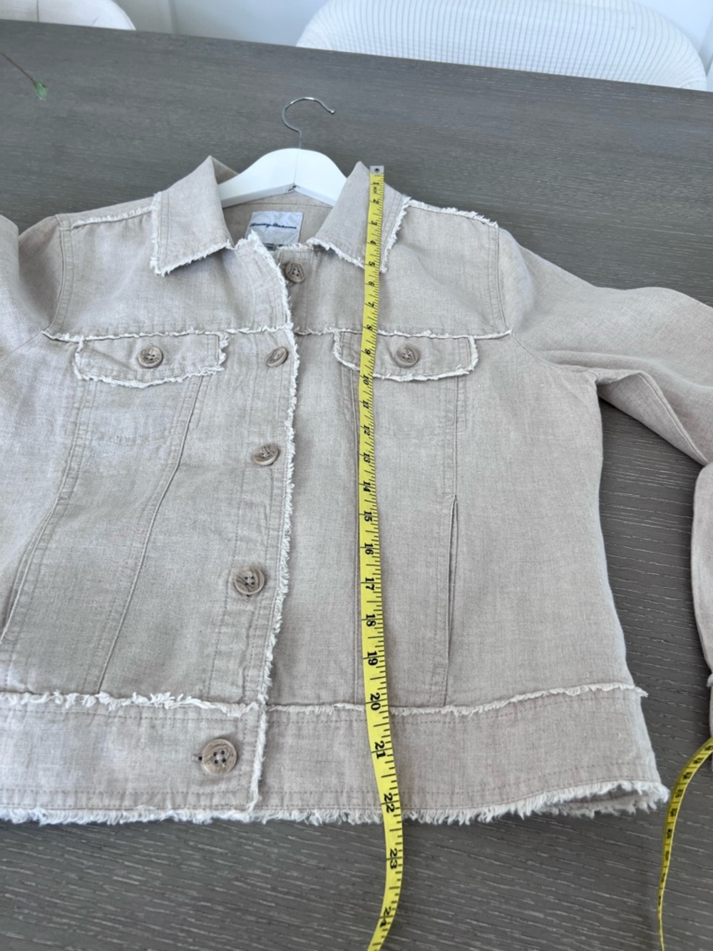 Tommy Bahama Three Palms Women's Light Beige Jean Jacket - Picture 9 of 11